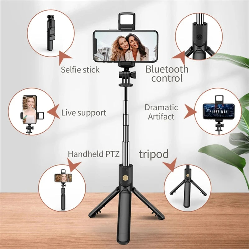 FlexiSnap Pro™️ | Bluetooth Selfie Stick & Tripod with LED Light